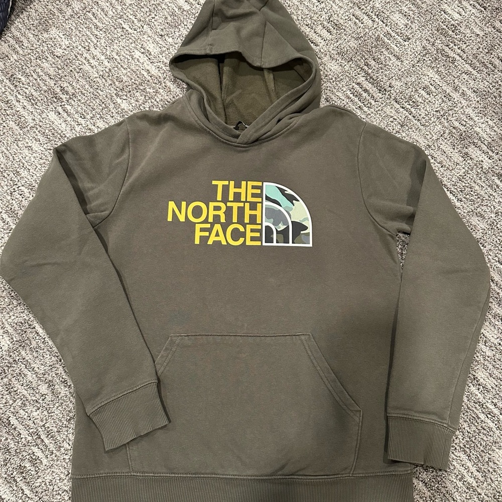 The North Face Green Sweatshirt with Yellow Logo